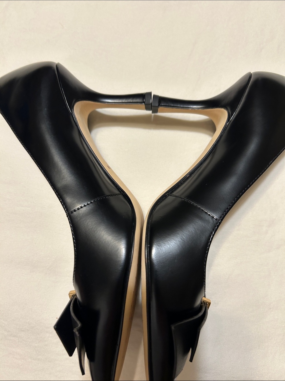 Cole Haan Black Pointed-Toe Pumps with Bow Accent - Picture 4 of 11
